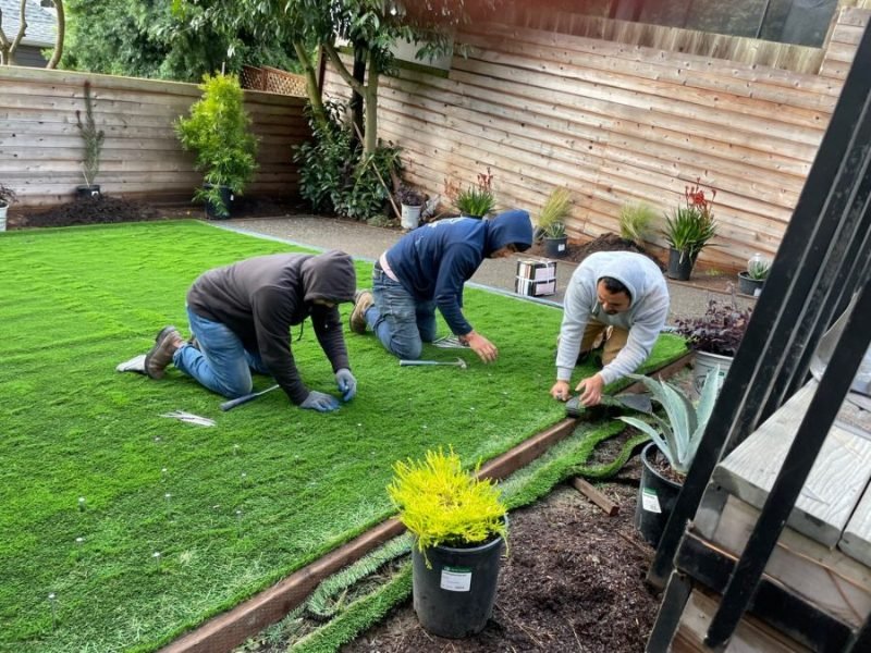 artificial grass installation project in Sacramento